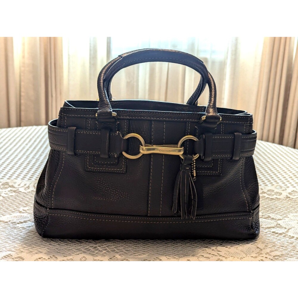 Y2K Coach G06S- 10212 Hamptons Brown Milled Pebbled Leather Satchel Carryall Bag